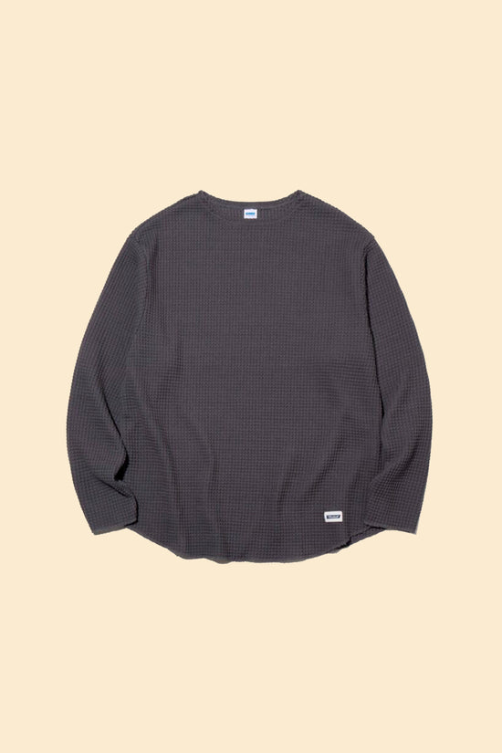 Radiall Big Waffle Boat Neck Long Sleeve T-Shirt - Steel Grey