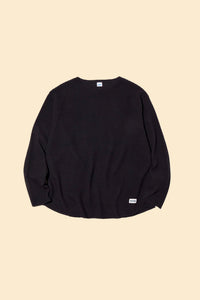 Radiall Big Waffle Boat Neck Long Sleeve T-Shirt - Black
