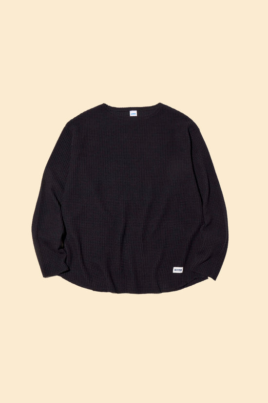 Radiall Big Waffle Boat Neck Long Sleeve T-Shirt - Black