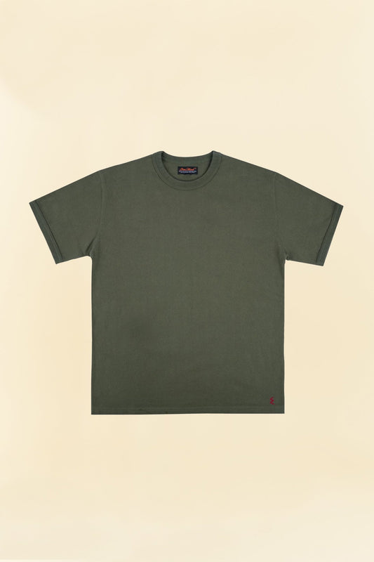 Iron Heart 11oz Cotton Knit Crew Neck T-Shirt - Olive - Iron Heart - URAHARA