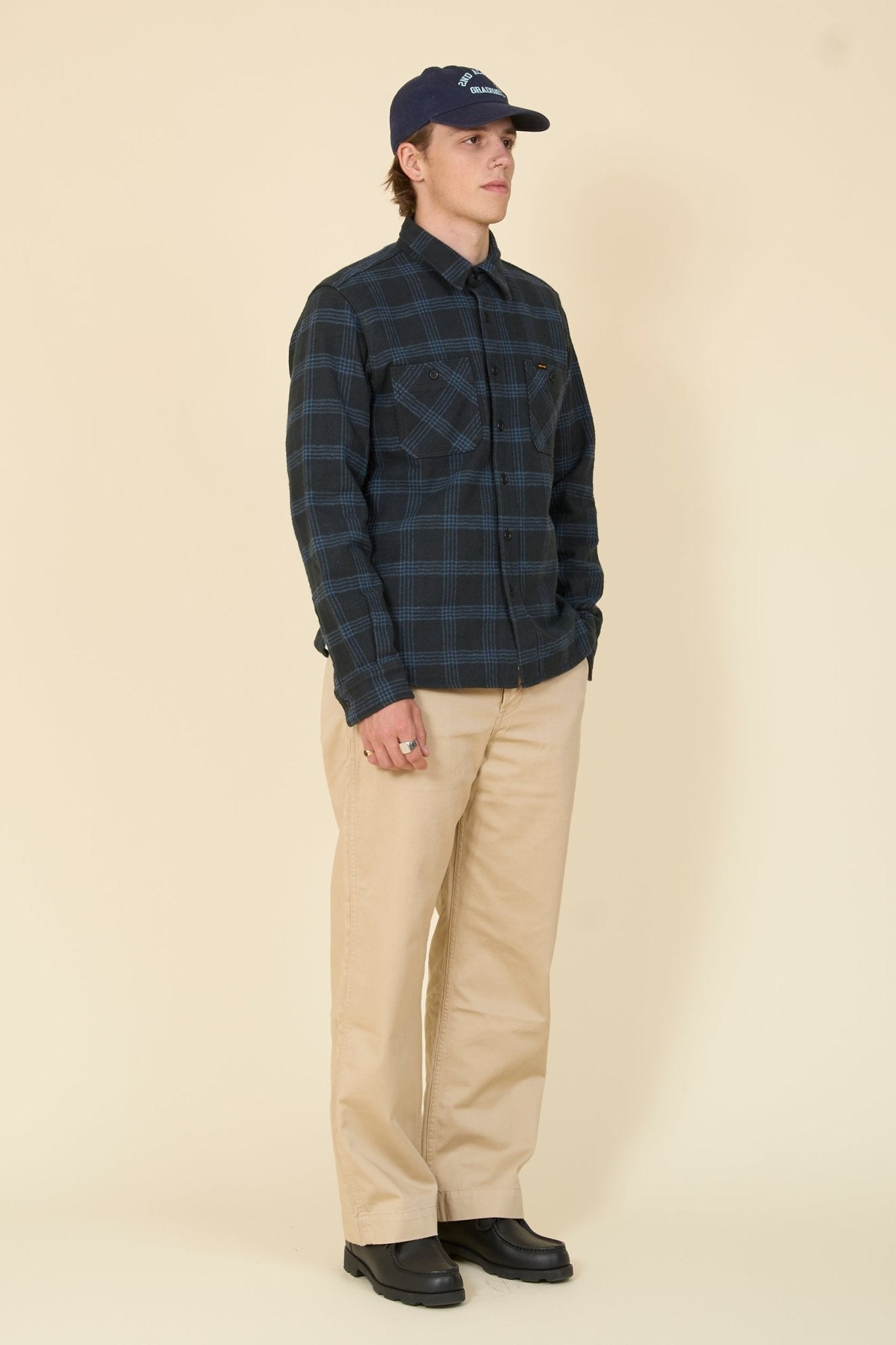 Iron Heart 12oz Slubby Heavy Flannel Check Work Shirt - Black - Iron Heart - URAHARA