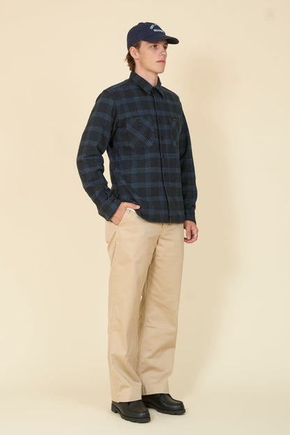 Iron Heart 12oz Slubby Heavy Flannel Check Work Shirt - Black - Iron Heart - URAHARA