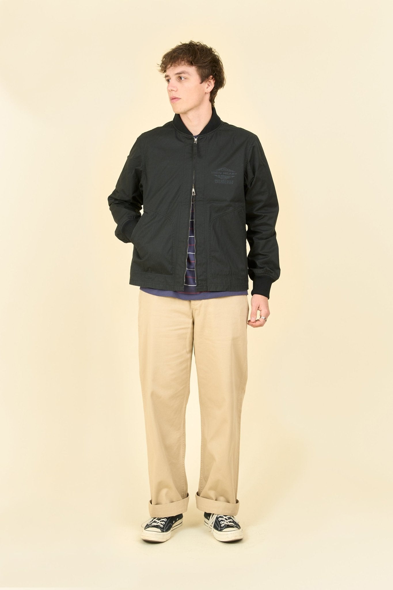 Iron Heart 7oz Rubber Wax Coated Windbreaker - Black - Iron Heart - URAHARA