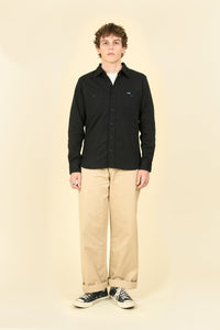 Iron Heart 9oz Cotton Linen Work Shirt - Black - Iron Heart - URAHARA
