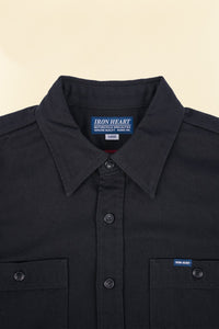 Iron Heart 9oz Cotton Linen Work Shirt - Black - Iron Heart - URAHARA