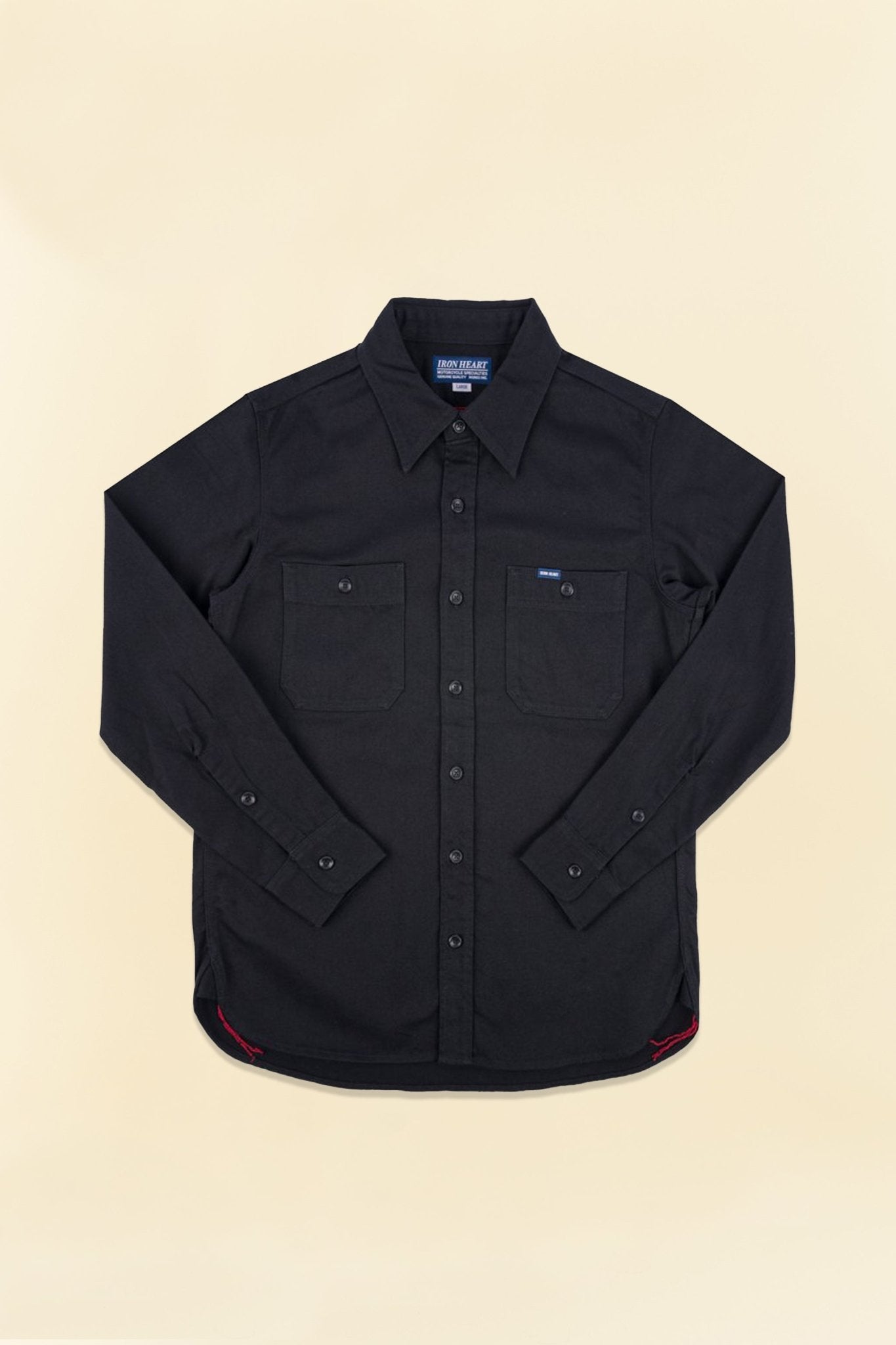 Iron Heart 9oz Cotton Linen Work Shirt - Black - Iron Heart - URAHARA