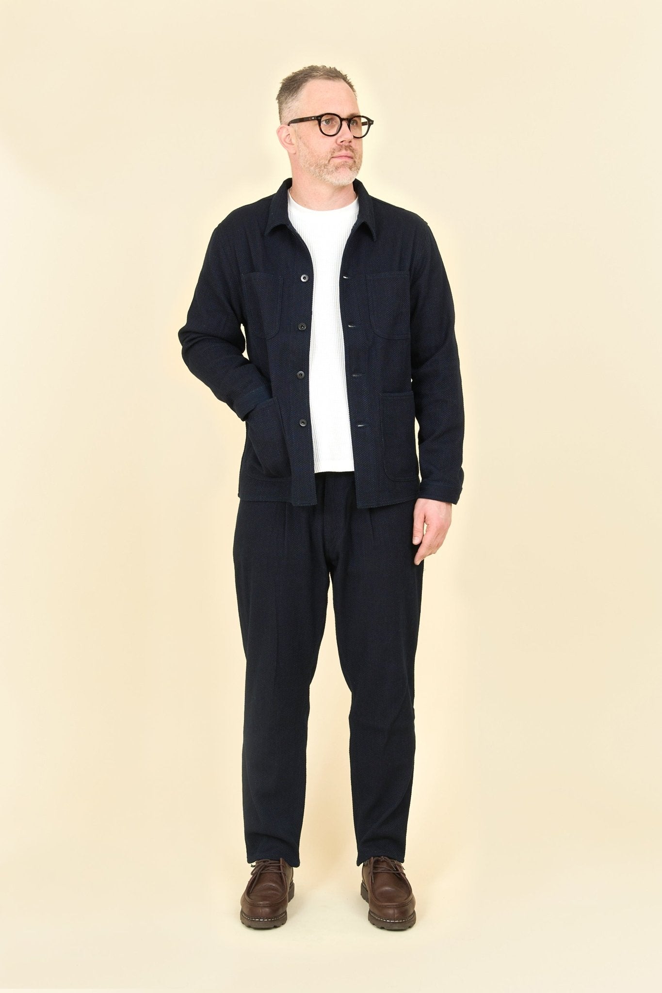 Japan Blue 11oz Sashiko Wide Tapered Pants - Indigo - Japan Blue - URAHARA