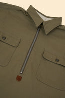 Radiall Saginaw Half Zip Shirt - Khaki Herringbone