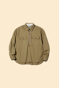 Radiall Saginaw Half Zip Shirt - Khaki Herringbone