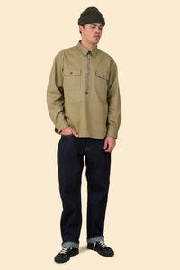 Radiall Saginaw Half Zip Shirt - Khaki Herringbone