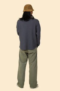 Radiall Big Waffle Boat Neck Long Sleeve T-Shirt - Steel Grey