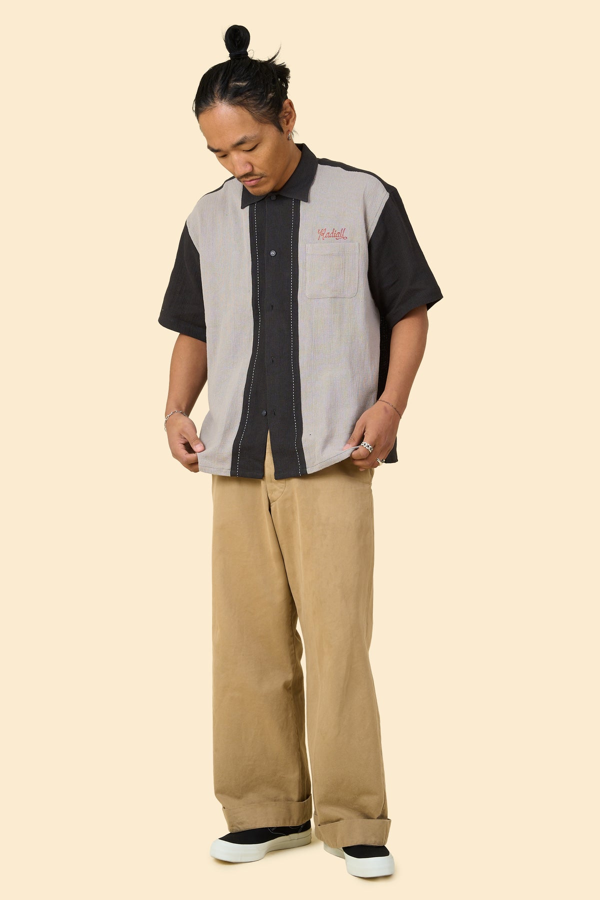 Radiall Fleetline Short Sleeve Shirt - Ink Black/Gray