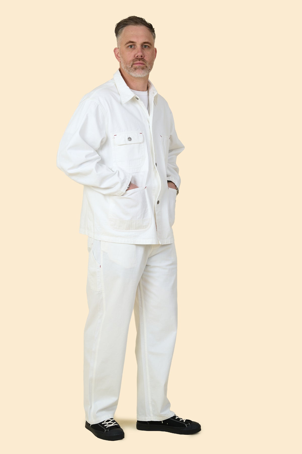 Radiall Chev Wide Fit Carpenter Pants - White