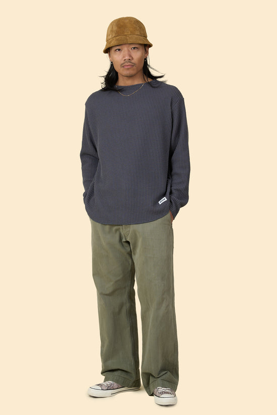 Radiall Big Waffle Boat Neck Long Sleeve T-Shirt - Steel Grey