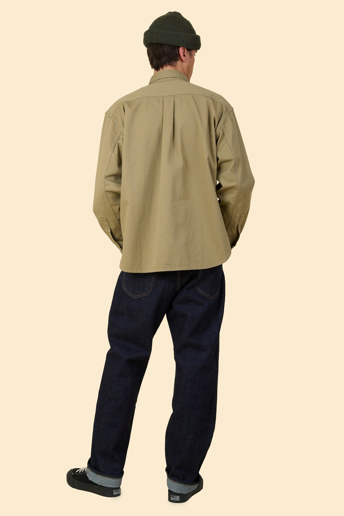 Radiall Saginaw Half Zip Shirt - Khaki Herringbone