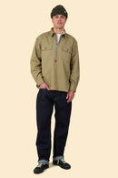 Radiall Saginaw Half Zip Shirt - Khaki Herringbone