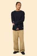 Radiall Big Waffle Boat Neck Long Sleeve T-Shirt - Black