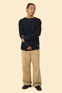 Radiall Big Waffle Boat Neck Long Sleeve T-Shirt - Black