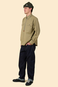 Radiall Saginaw Half Zip Shirt - Khaki Herringbone