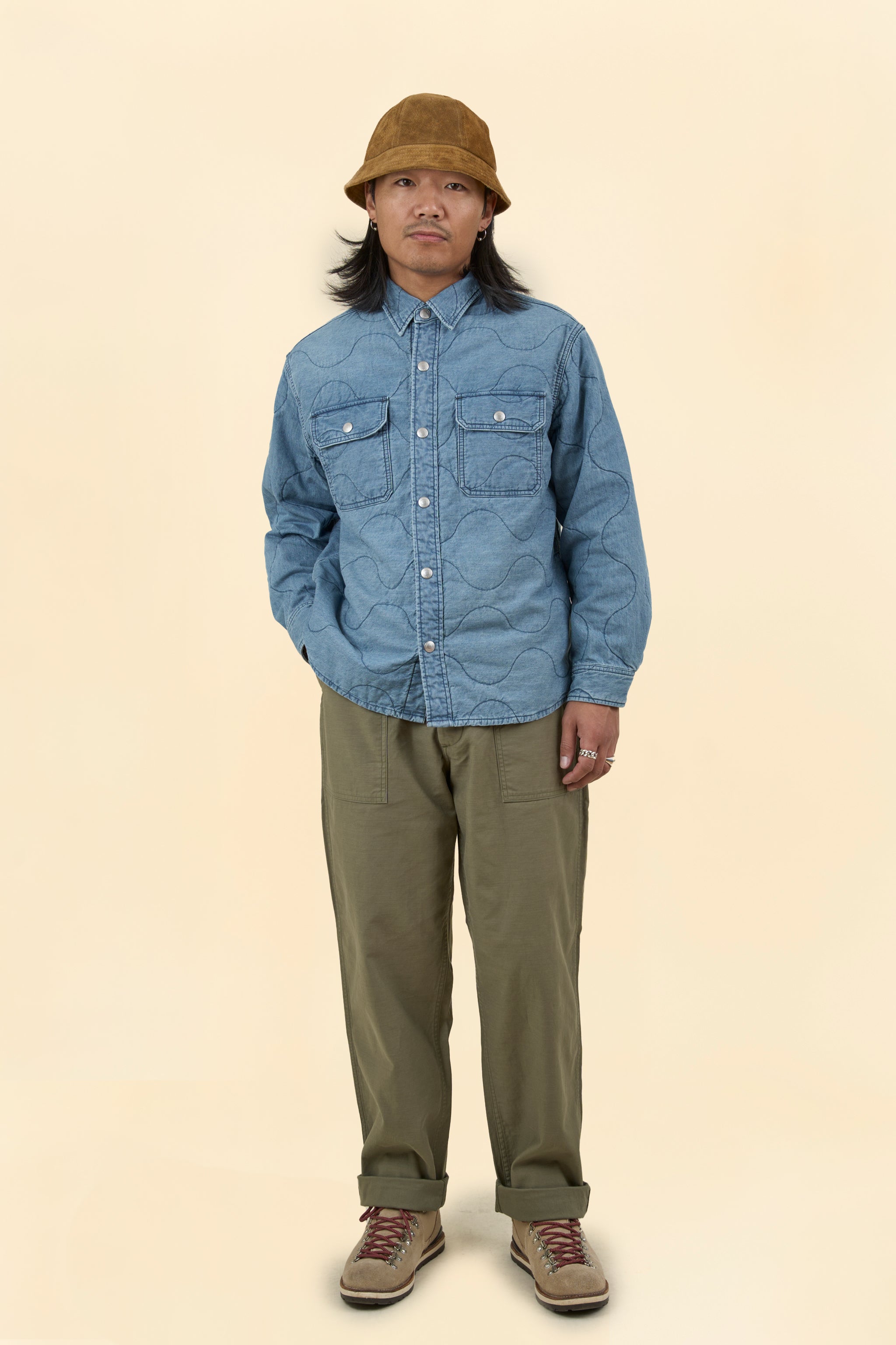 Rats Denim Quilted Shirt Jacket