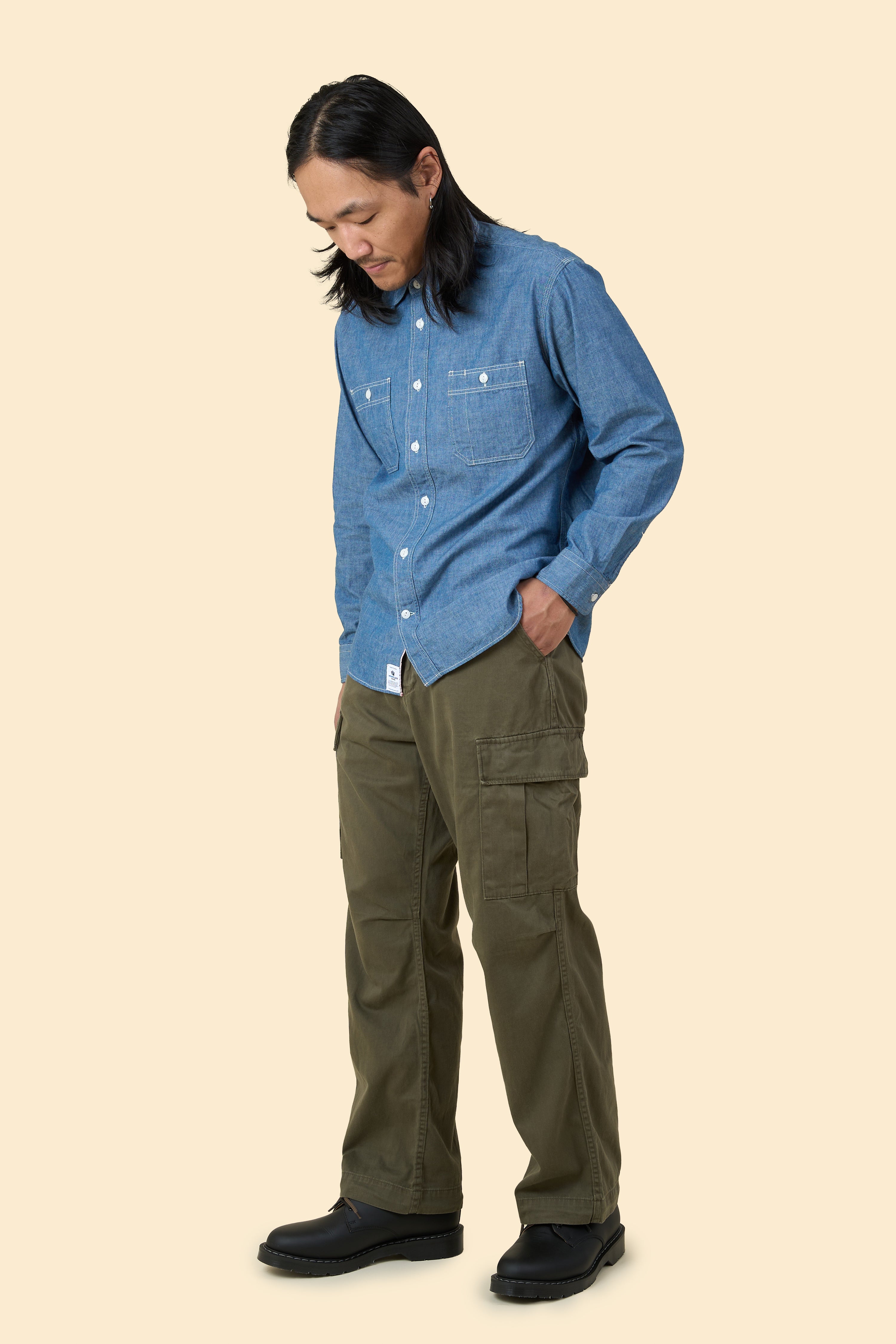 MOMOTARO JEANS Triple Stitch Chambray Shirt