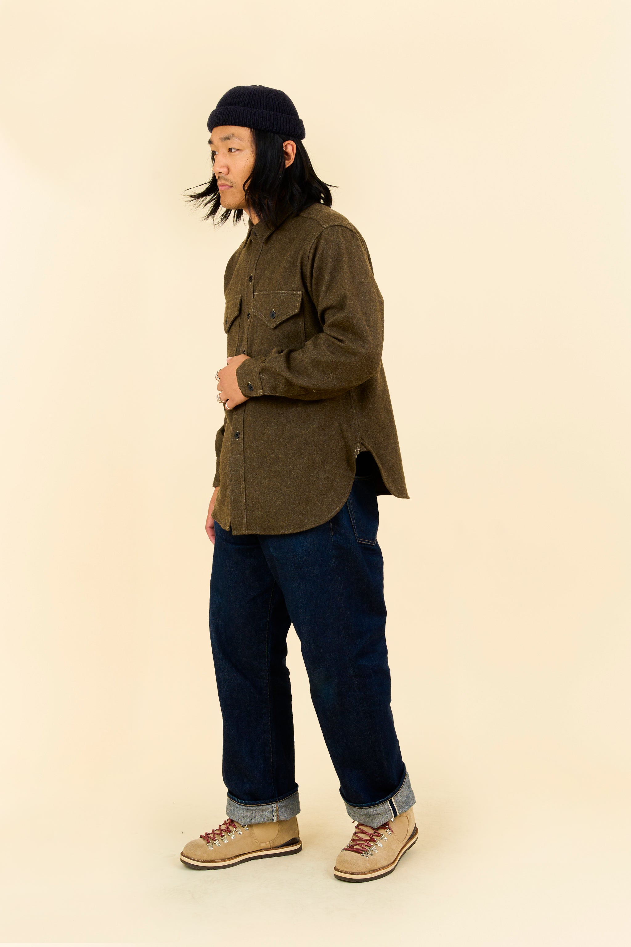シュガーケーン　CPO NAVY SHIRT オリーブ色 Lサイズ Pherrow's CPO Shirt - Olive – URAHARA