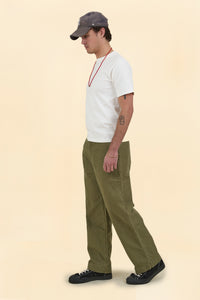 Japan Blue Wide Fit Trousers - Olive Drab