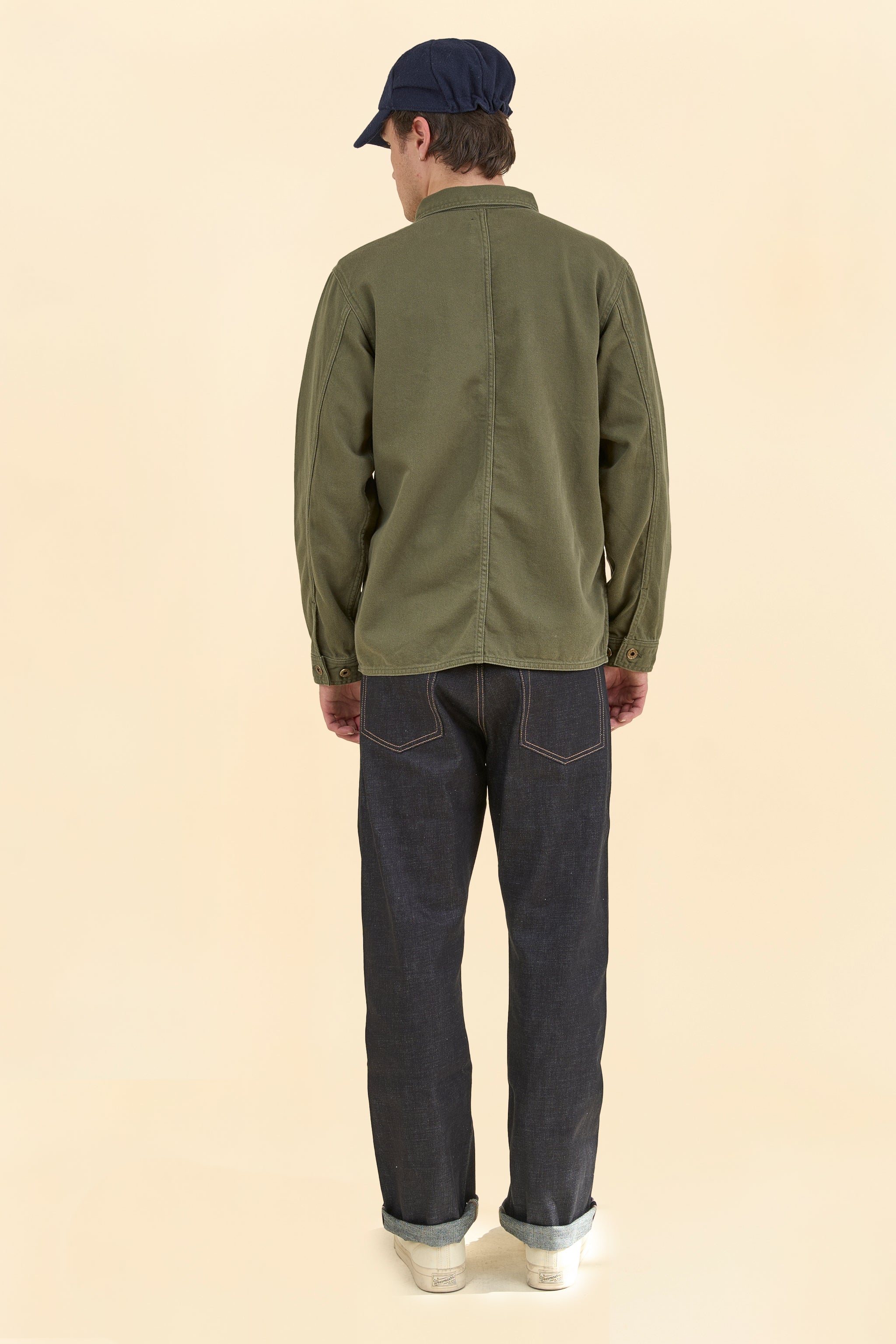 Japan Blue Organic Drill Coverall Jacket - Olive Drab