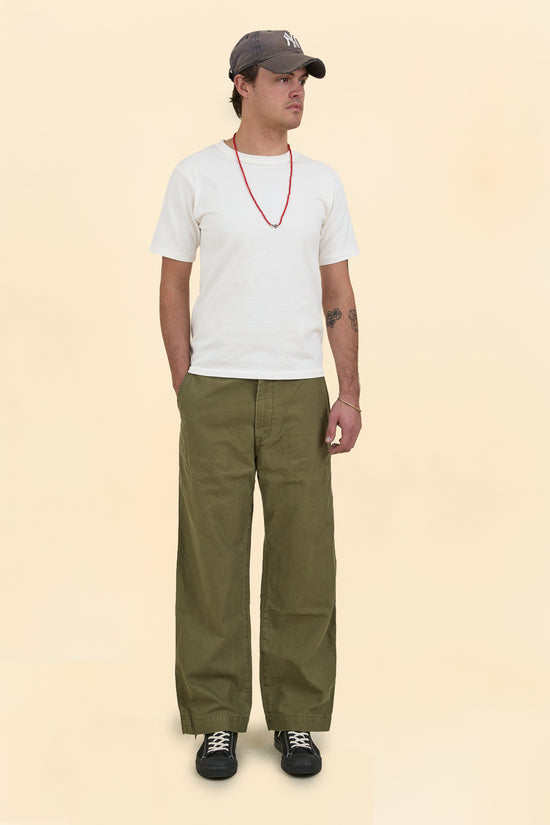 Japan Blue Wide Fit Trousers - Olive Drab