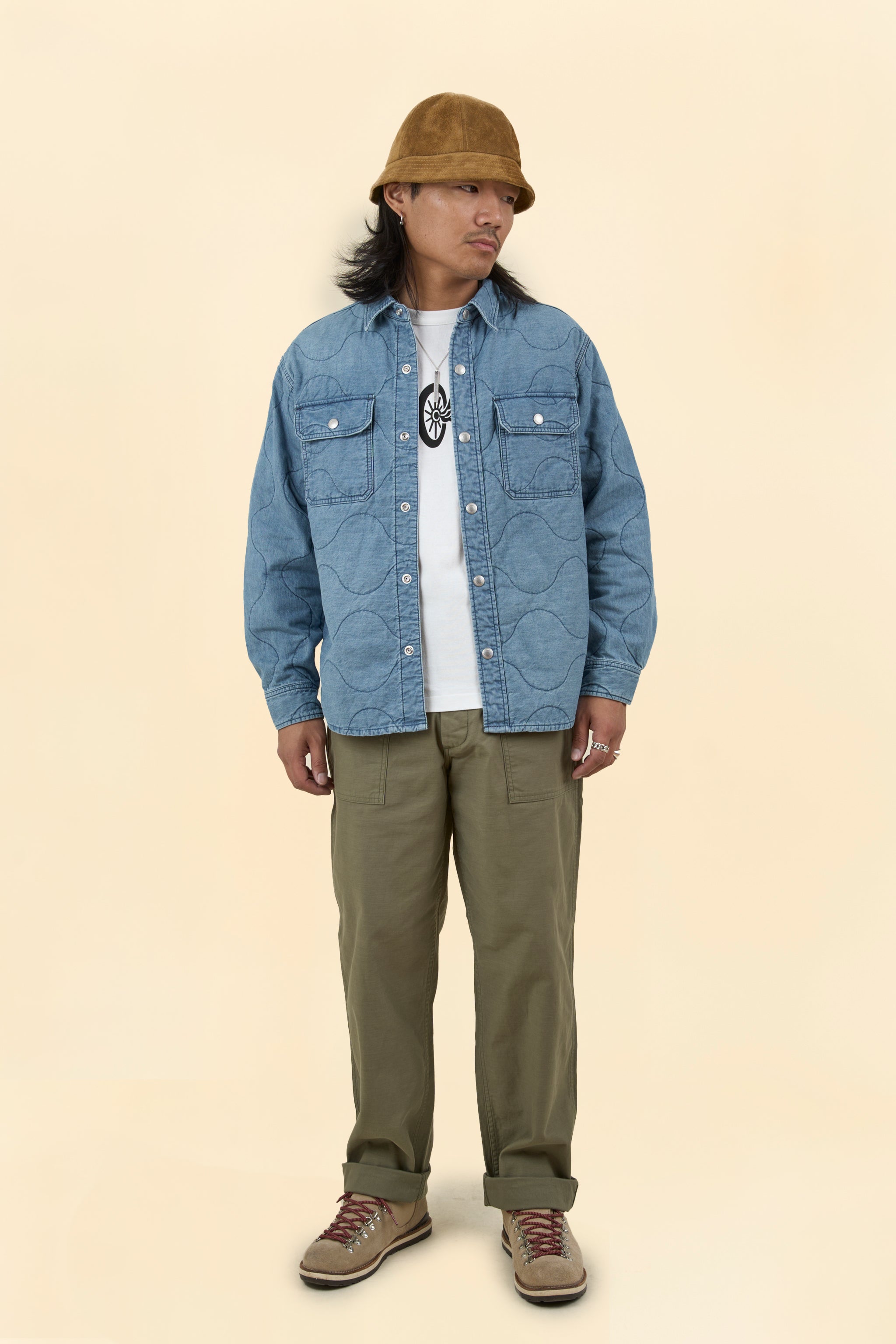 Rats Denim Quilted Shirt Jacket