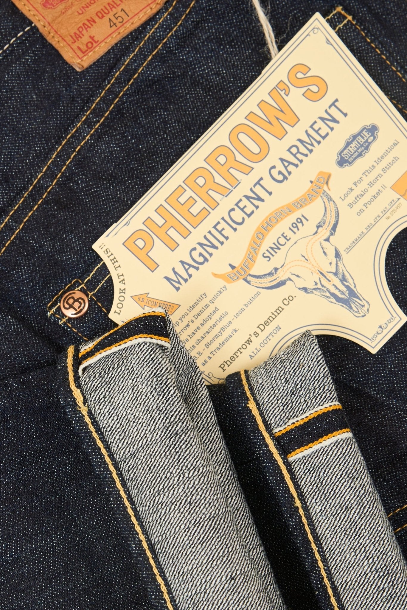 Pherrow's 451SW Wide Straight Selvedge Denim - 13.5oz - Pherrow's - URAHARA