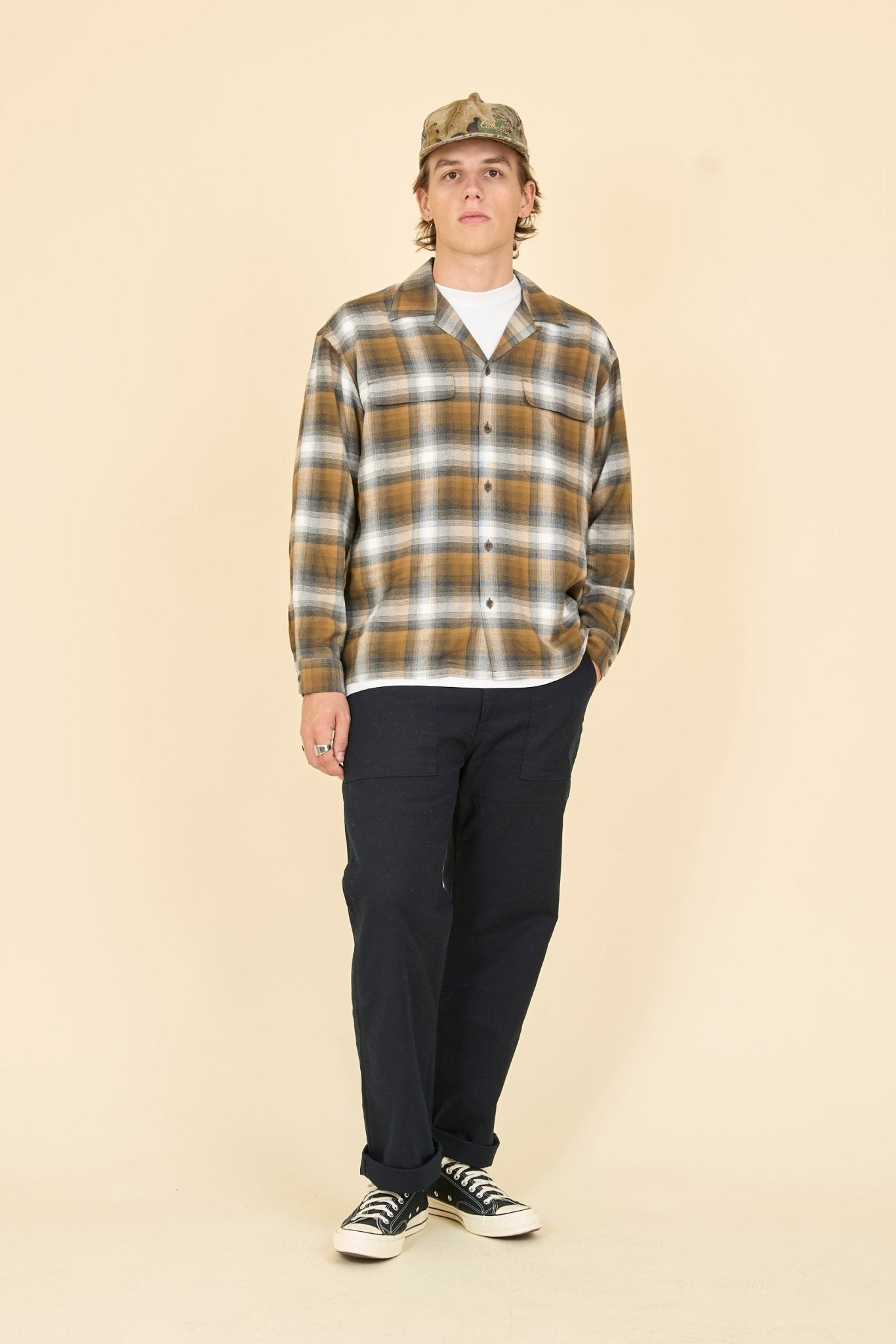 Radiall Belair Open Collar Shirt - Brown - Radiall - URAHARA