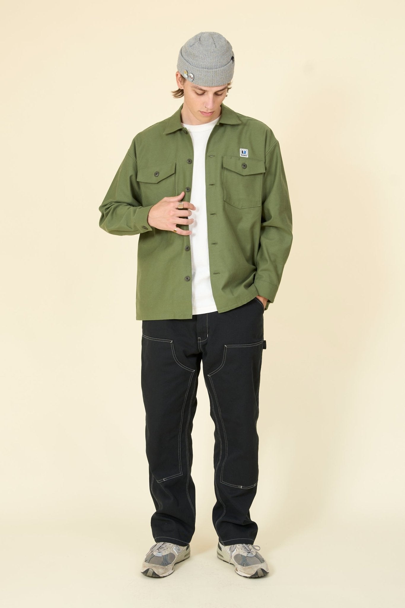 Radiall Hammond Open Collared L/S Shirt - Military Green - Radiall - URAHARA