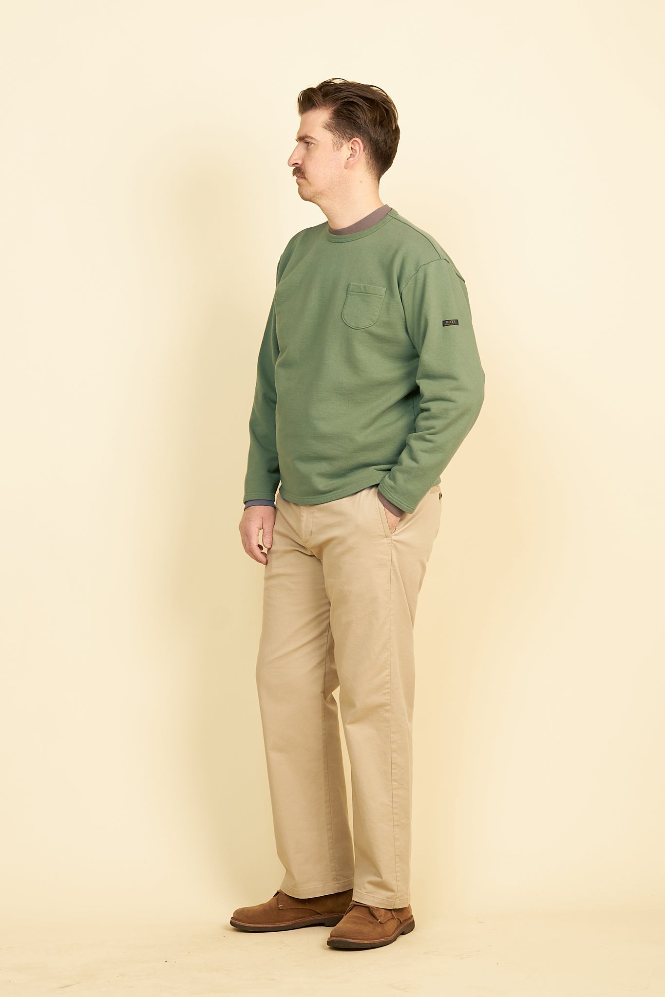 Rats Boat Neck Sweatshirt - Green -Rats - URAHARA