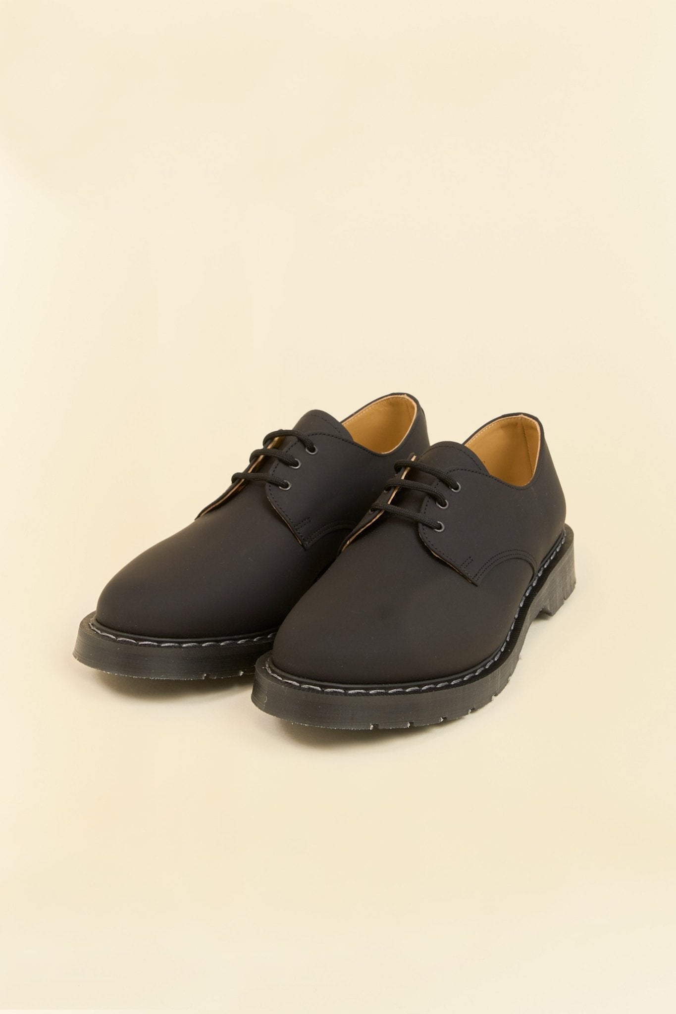 Solovair 3 Eye Gibson Shoe - Black Greasy - Solovair - URAHARA