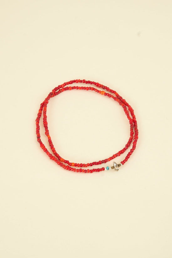 Sunku White Heart Necklace & Bracelet - Red