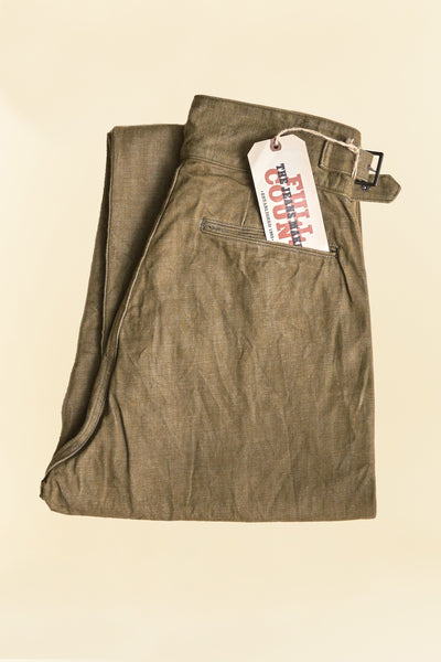 Fullcount 1117-2 Green Denim Gurkha Pants - Olive Drab