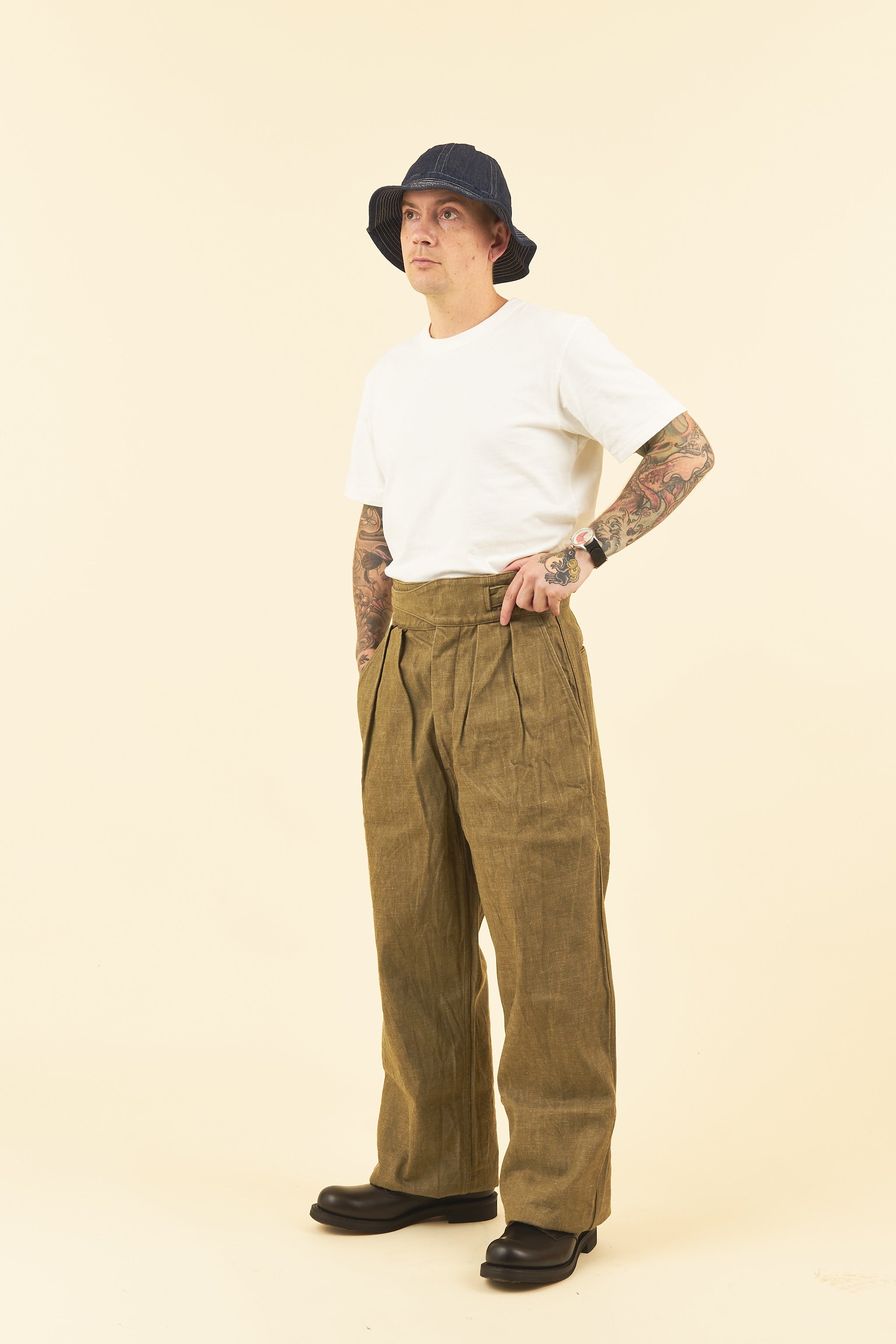 Fullcount 1117-2 Green Denim Gurkha Pants - Olive Drab