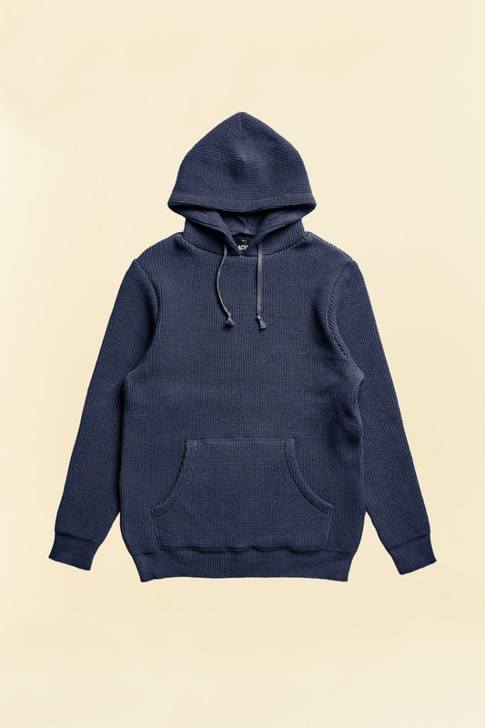 Addict Clothes ACVM Waffle Cotton Knit Hoodie - Ink Blue -Addict Clothes - URAHARA