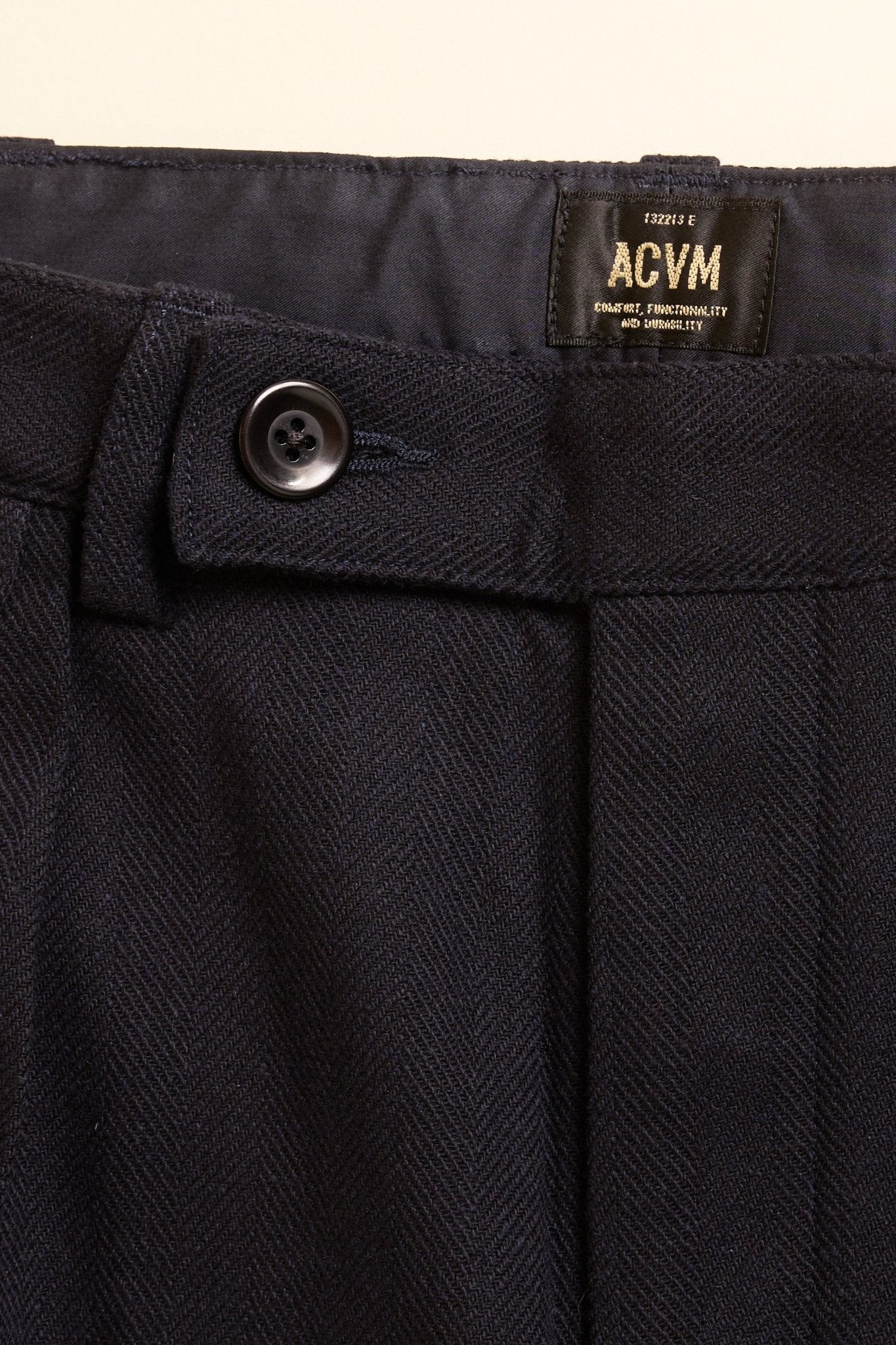 Addict Clothes Single Pleated Herringbone Army Trousers - Navy -Addict Clothes - URAHARA