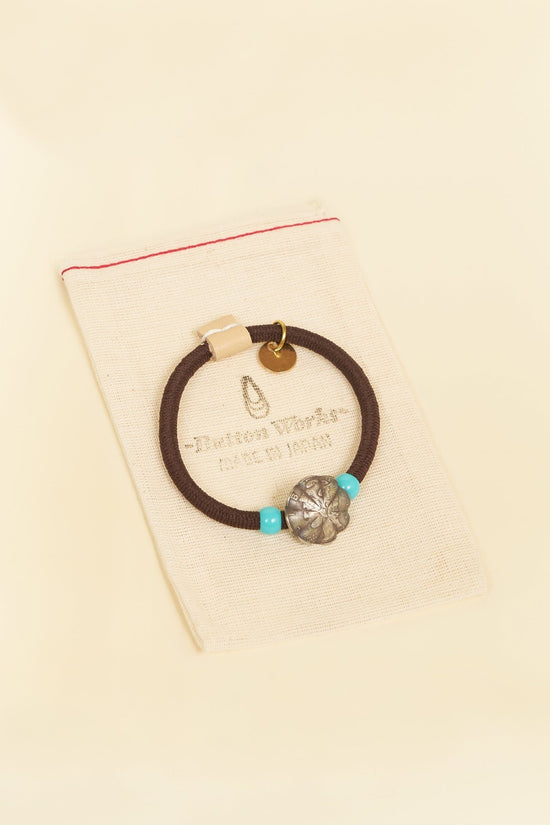 Button Works Mercury Dime Concho Bracelet Gum - Brown & Turquoise