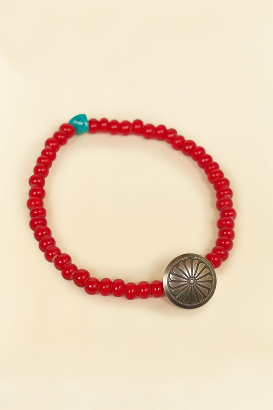 Button Works White Hearts Concho Bracelet No 4. - Red -Button Works - URAHARA