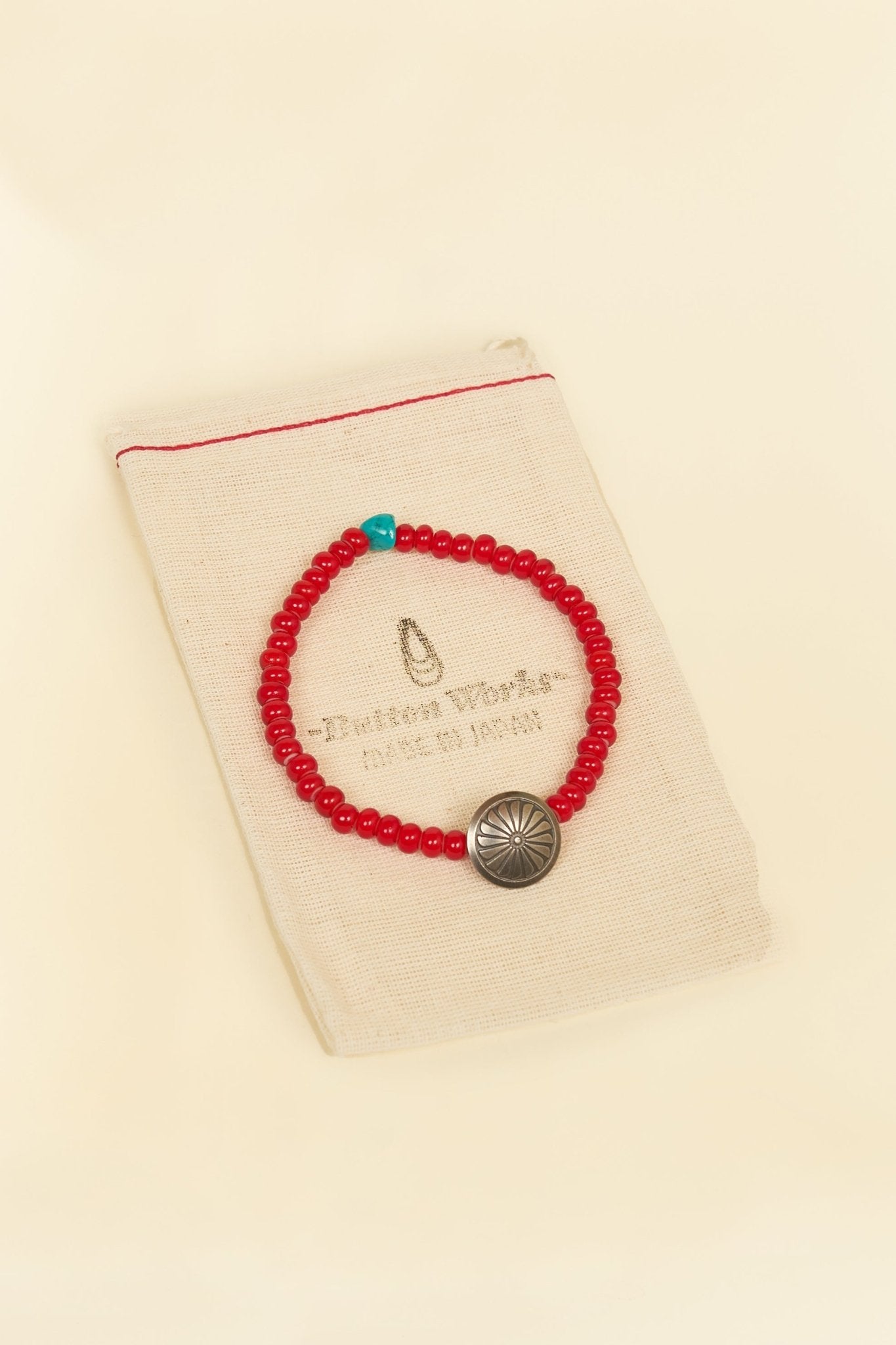 Button Works White Hearts Concho Bracelet No 4. - Red -Button Works - URAHARA