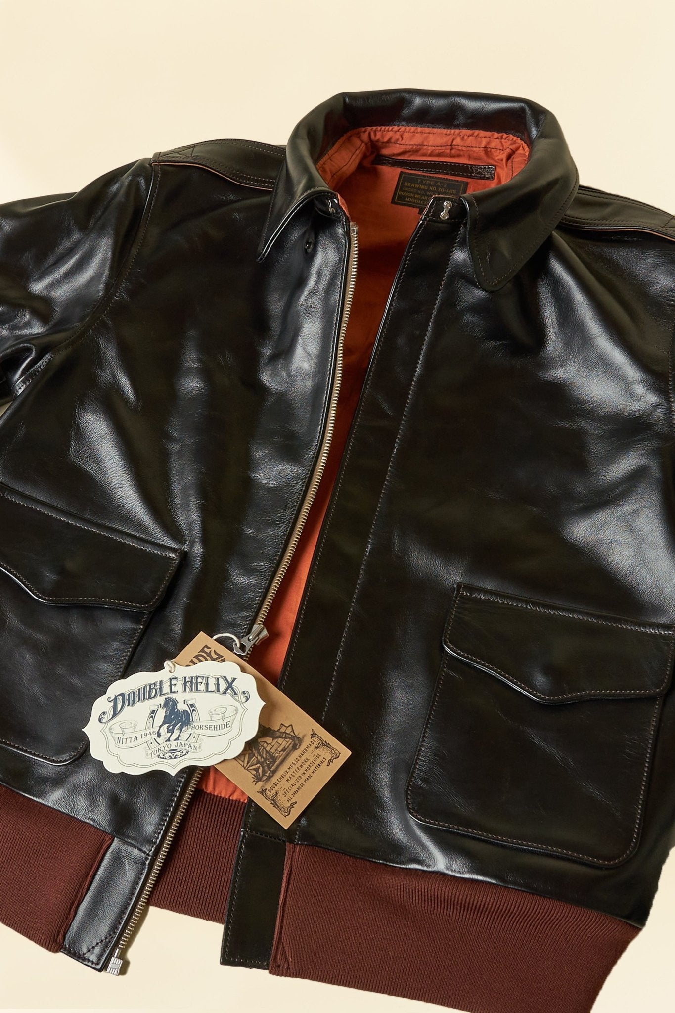 Double Helix 'Type A-2' Horsehide Leather Jacket -Double Helix - URAHARA