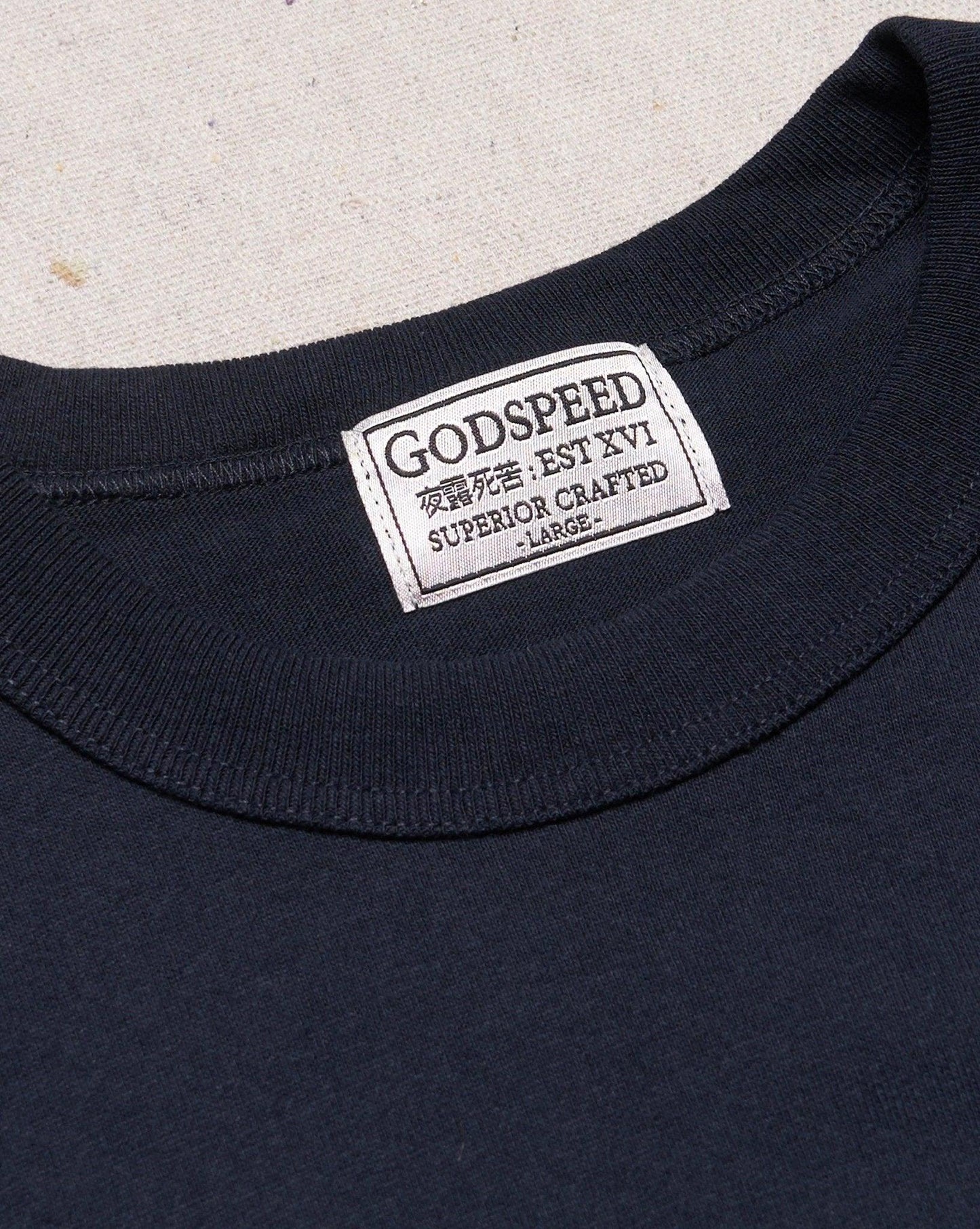 Godspeed 'Script' T-Shirt - Navy -Godspeed - URAHARA