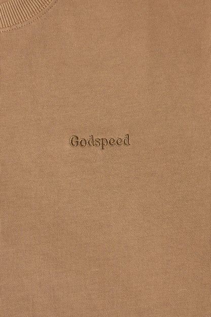 Godspeed Tonal Mini Logo Heavyweight Organic T-Shirt - Brown -Godspeed - URAHARA