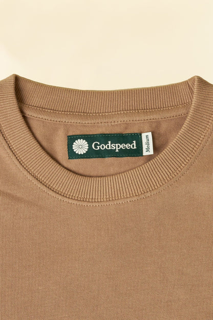 Godspeed Tonal Mini Logo Heavyweight Organic T-Shirt - Brown -Godspeed - URAHARA