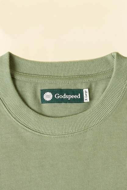 Godspeed Tonal Mini Logo Heavyweight Organic T-Shirt - Green -Godspeed - URAHARA