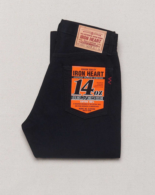 Iron Heart 14oz IH-888S-142BB High Rise Tapered Jeans - Black / Black -Iron Heart - URAHARA