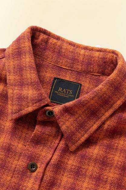 Rats Amundsen Cotton Check Shirt - Burgundy -Rats - URAHARA